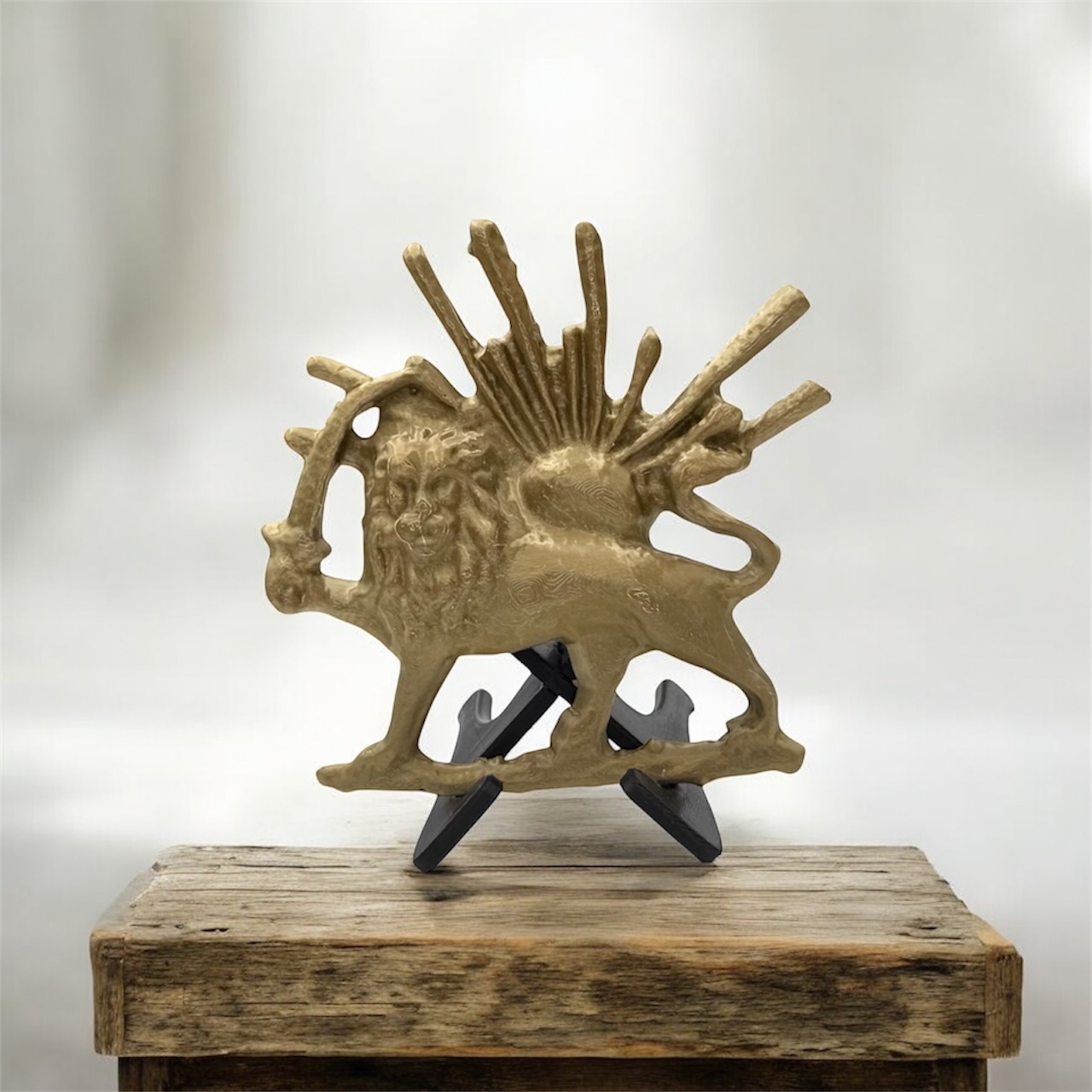 Decorative Persian Emblem of Lion & Sun with Bonus Stand