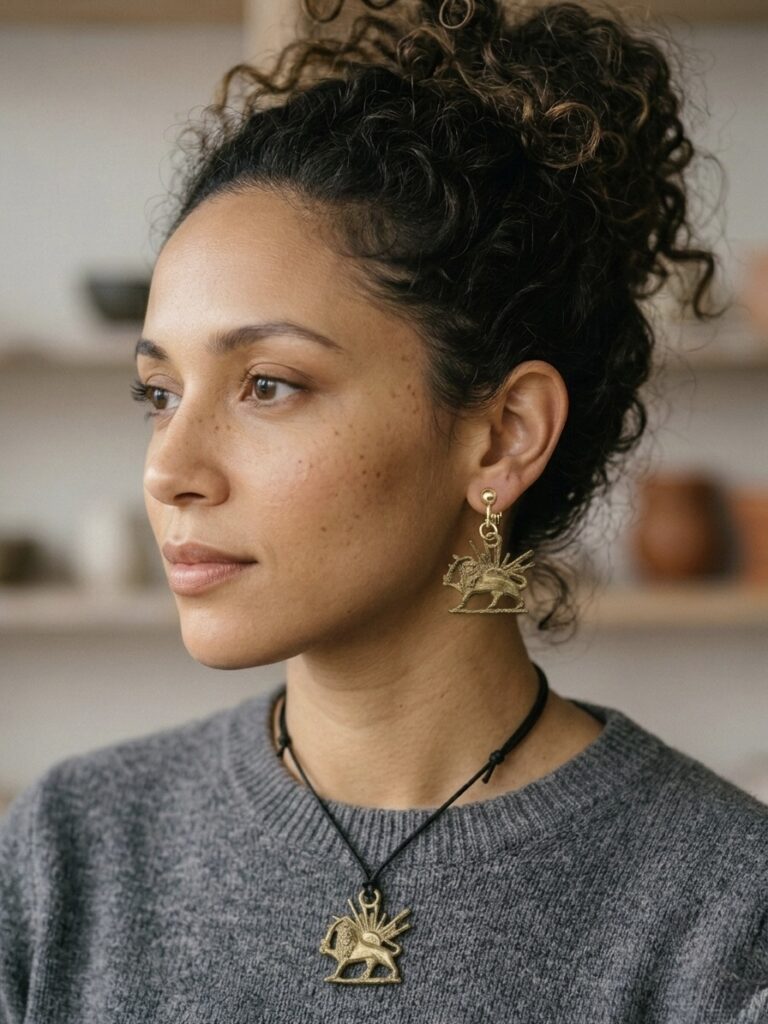 Lion and Sun Earrings